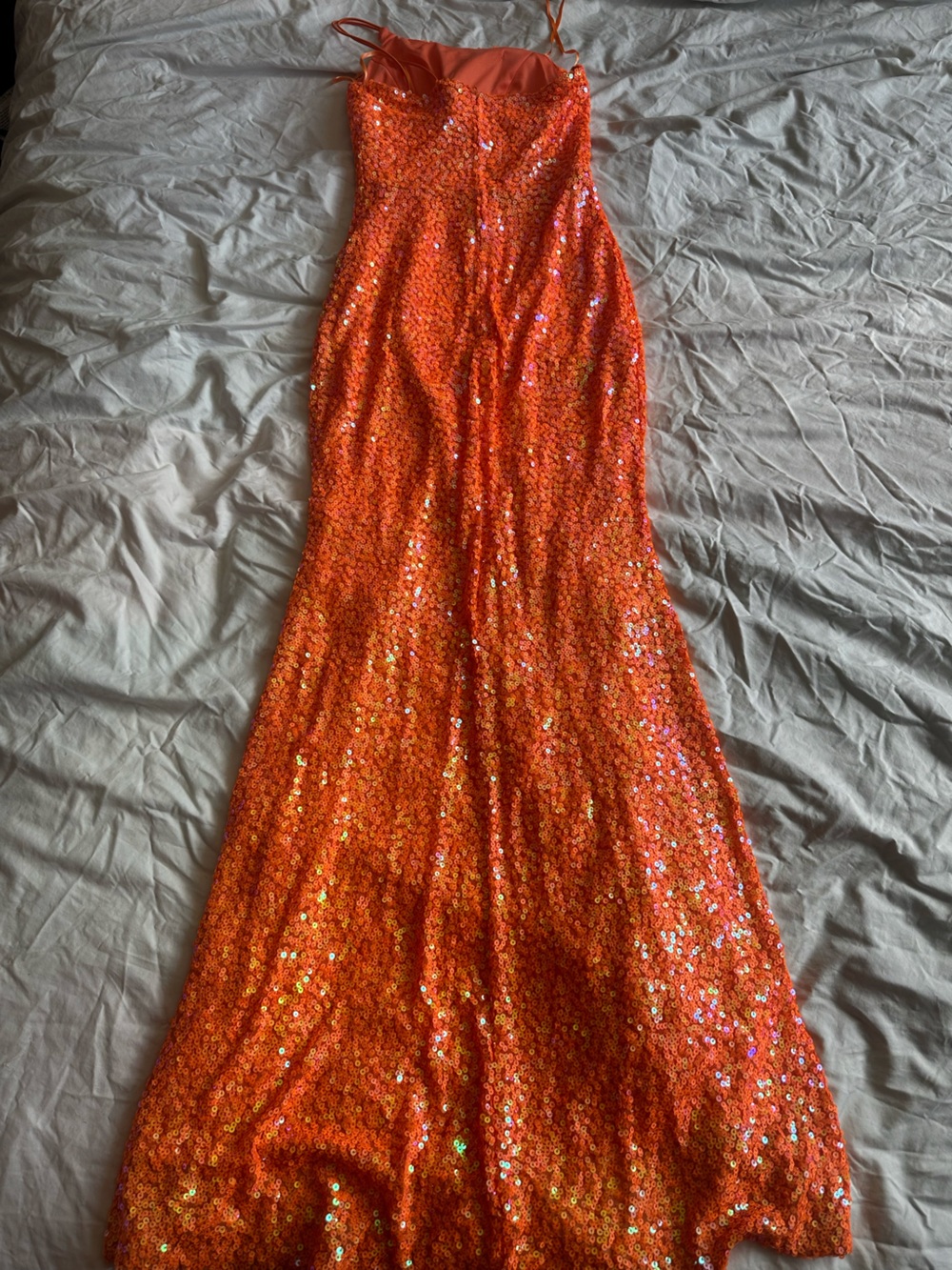 Crystal Doll Glamorous One Shoulder Sequin Evening Gown Orange Size US 0 - Picture 11 of 12
